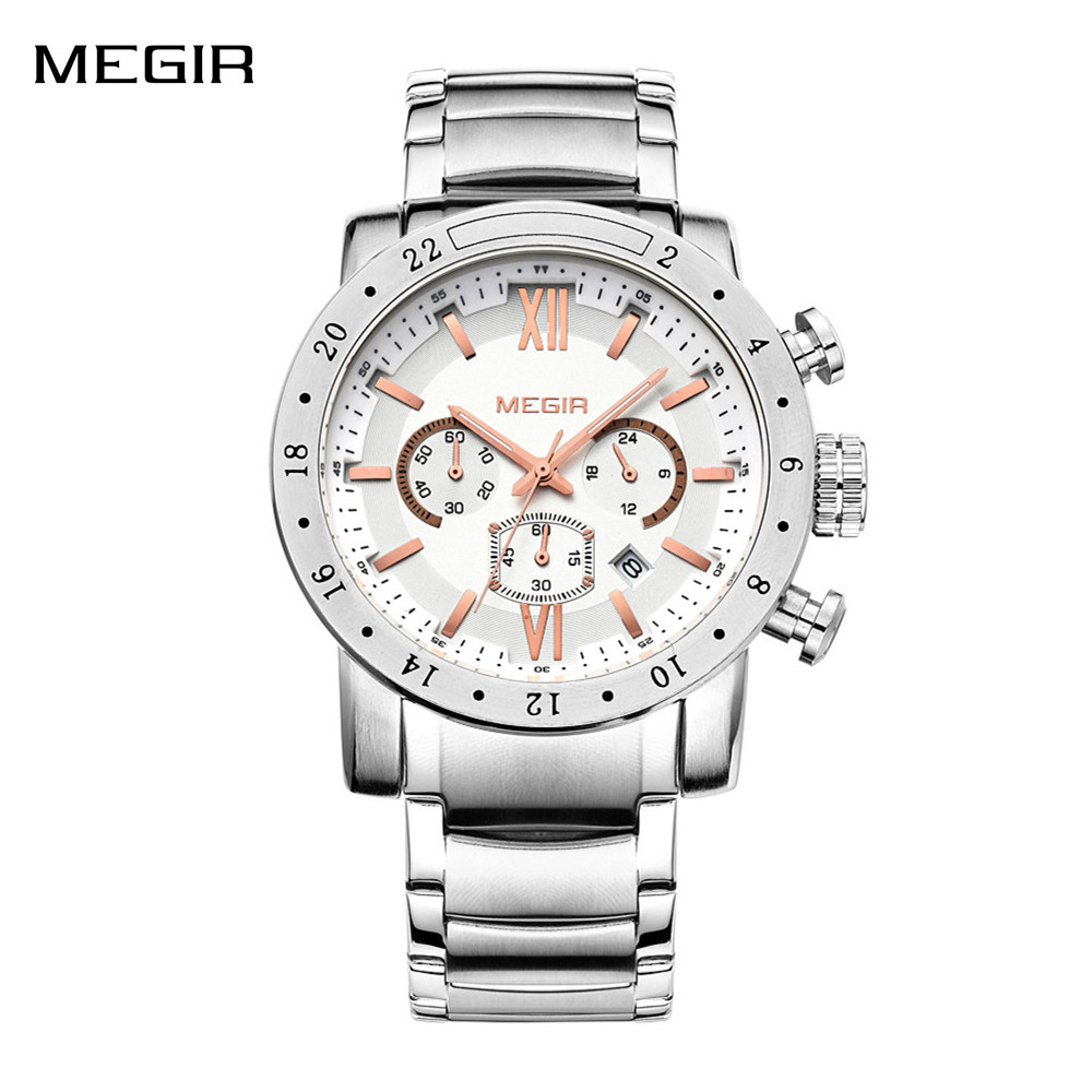 Smartwatch Digital Watches For Men - MEGIR 스테인레스 스틸 캐주얼 시계 남성용