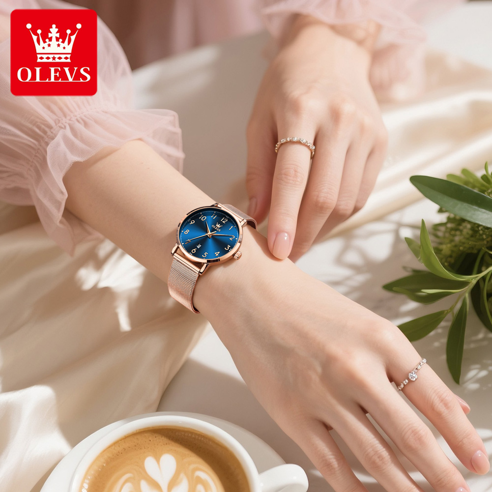 OLEVS 5653 여성 시계 우아한 오리지널 쿼츠 시 - Mesh Stainless Strap 리뷰 및 가격