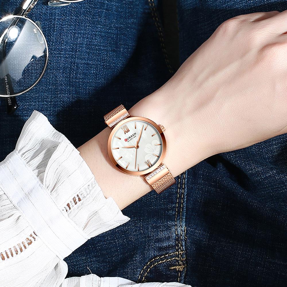CURREN 9067 여성용 미니멀리스트 쿼츠 시계,  - Mesh Stainless Strap 리뷰 및 가격