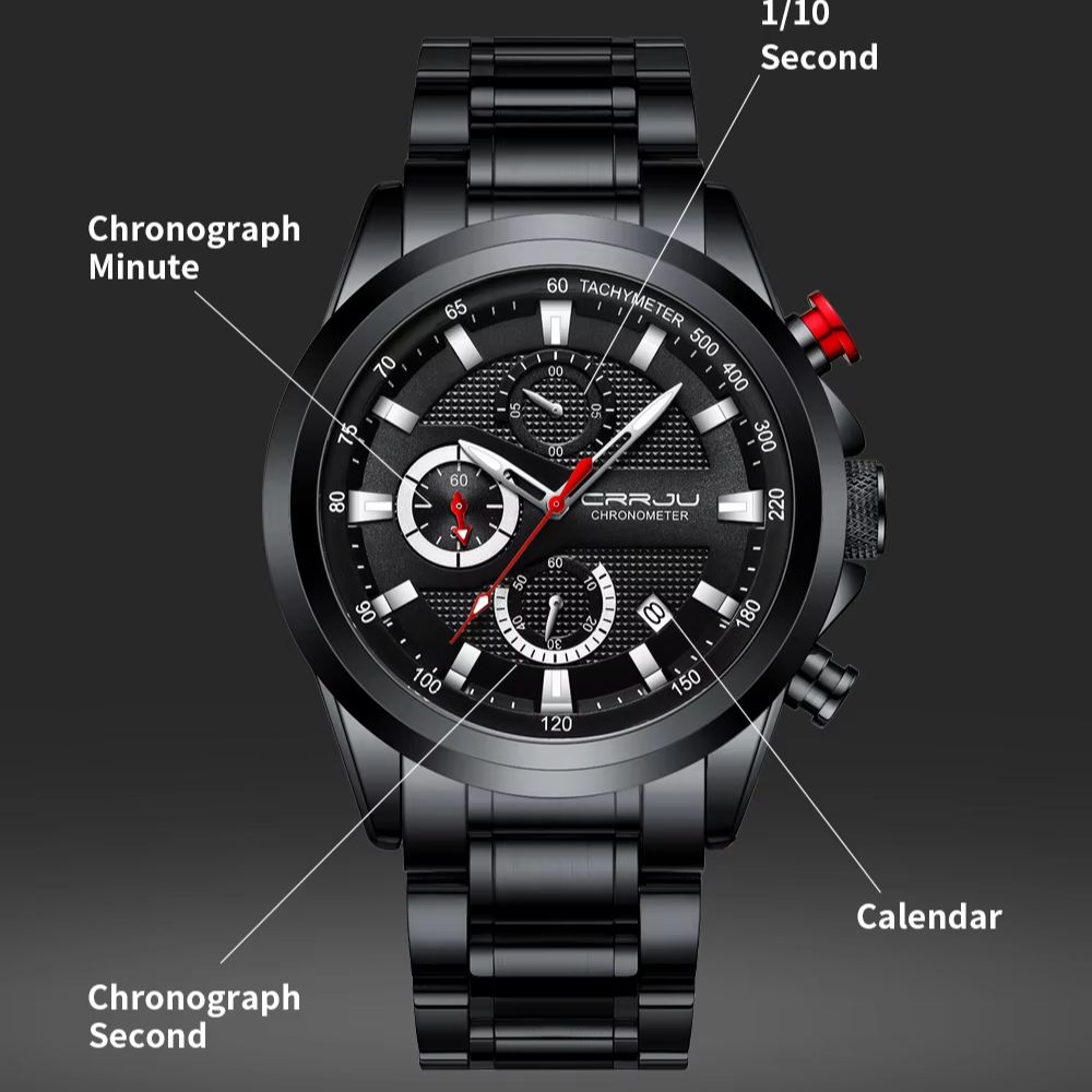 CRRJU 남성용 시계, 패셔너블한 비즈니스 스타일,  - Watches Not Smartwatch 리뷰 및 가격