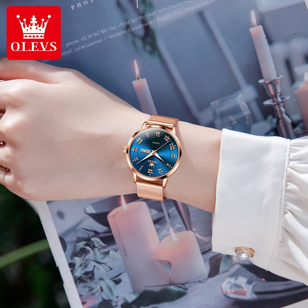 OLEVS 2920 우아한 오리지널 여성용 쿼츠 손목시 - Mesh Stainless Strap 리뷰 및 가격