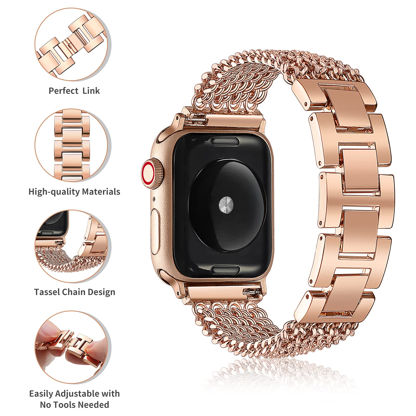 애플 워치용 Starlight 밴드, 스테인리스 스틸  - Smartwatch Luxury Watches For Women 리뷰 및 가격