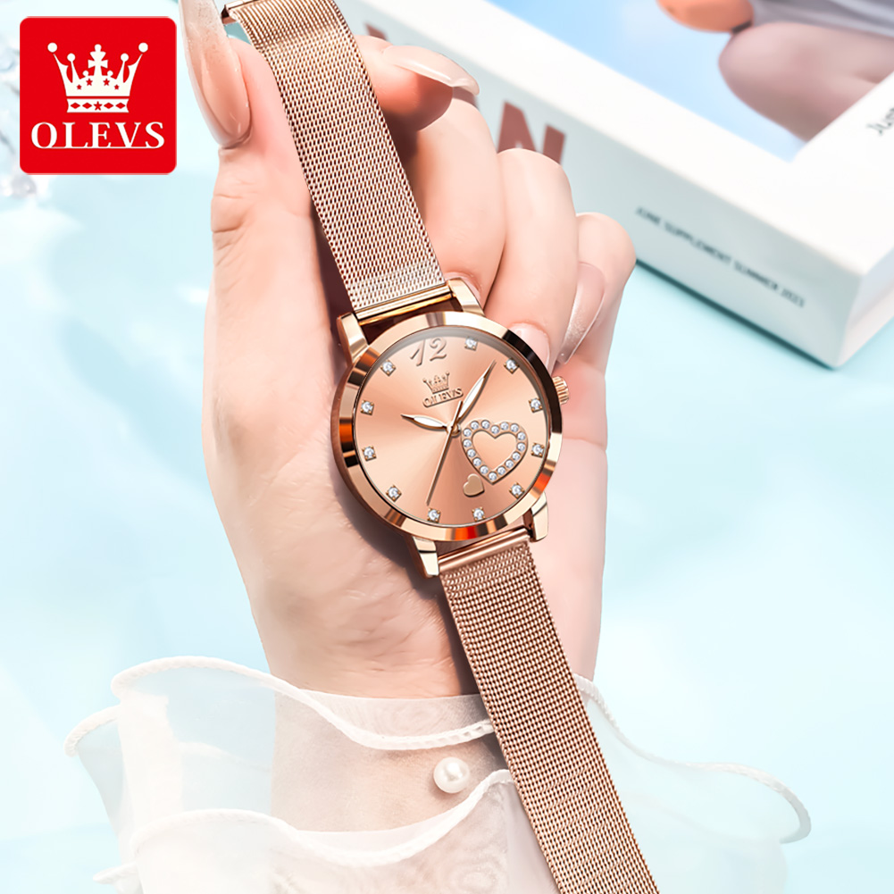 OLEVS 5189 여성용 쿼츠 시계 다이아몬드 러브  - Mesh Stainless Strap 리뷰 및 가격