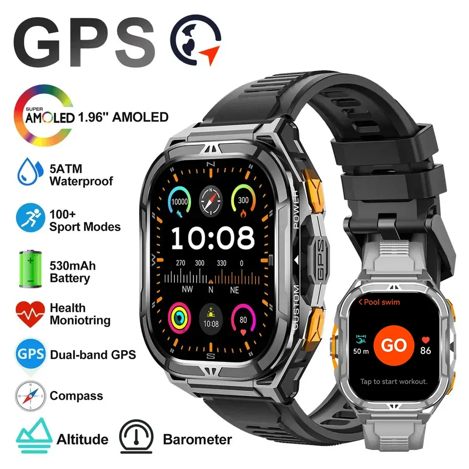 럭셔리 AMOLED 스마트워치, 실제 GPS 탑재, 5 - Smartwatch Digital Watches For Men 리뷰 및 가격
